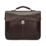 Retro Cowhide Leather Briefcase for 15.6 Laptop - Multifunctional - Coffee