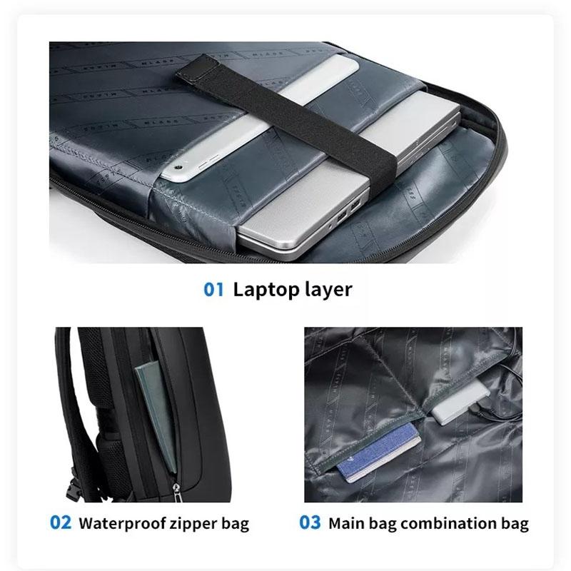 Large Capacity Waterproof Laptop Backpack with Usb Port for Business Travel - Light Grey