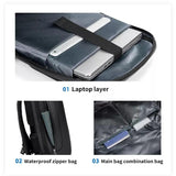 Large Capacity Waterproof Laptop Backpack with Usb Port for Business Travel - Light Grey
