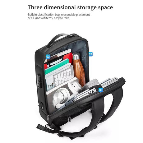 Large Capacity Waterproof Laptop Backpack with Usb Port for Business Travel - Light Grey