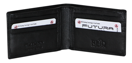 Futura Mens RFID Slim Genuine Leather Wallet - Black