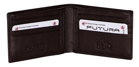 Futura Mens RFID Slim Leather Wallet - Brown