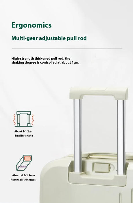 Smart Carry-On Luggage with Cup Holder & USB Charging Port - White Color Spinner Suitcase for Travel Convenience 24 inch