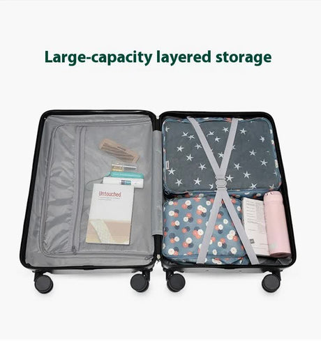 Smart Carry-On Luggage with Cup Holder & USB Charging Port - White Color Spinner Suitcase for Travel Convenience 24 inch