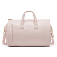 Pink PU Leather Travel Duffel Bag - Large Capacity Waterproof Suit Bag with Shoe Compartment