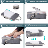 4-piece Set Off White Compression Travel Storage Bags Set, Mesh Travel Organizers for Luggage, Foldable and Space-Saving Packing Cubes
