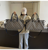 Black Stylish Geometric Pattern Travel Duffel Bag - Large Capacity Lightweight Weekender & Gym Bag