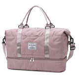 Purple Stylish Quilted Duffel Bag for Travel & Gym - Large Capacity Weekender with Shoe Compartment and Wet Pocket