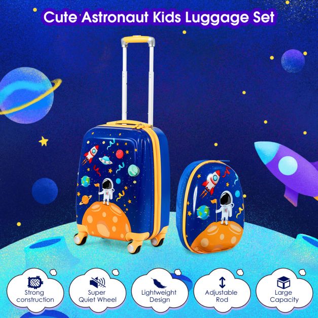 2 Pieces Kids Luggage Set with Handles and Spinner Wheels