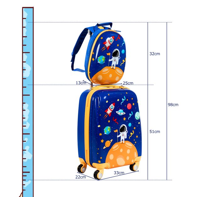 2 Pieces Kids Luggage Set with Handles and Spinner Wheels