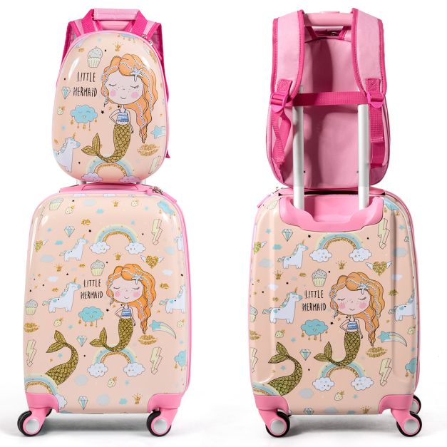 2 Pieces Kids Luggage Set with Handles and Spinner Wheels