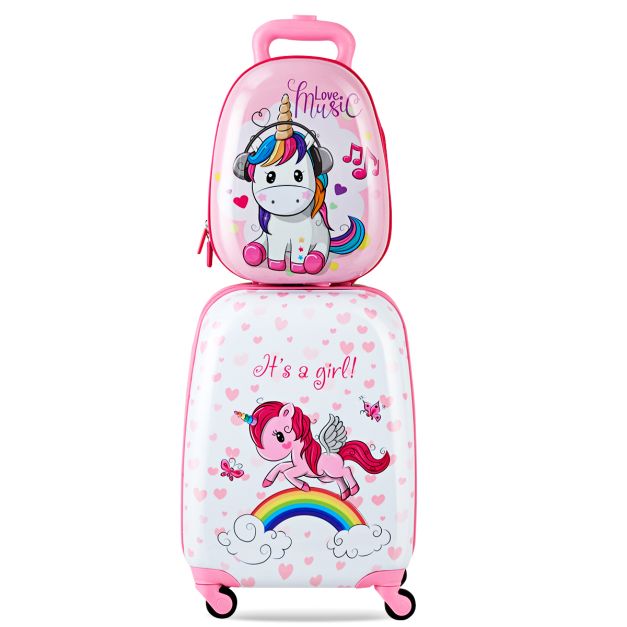 2 Pieces Kids Luggage Set with Handles and Spinner Wheels