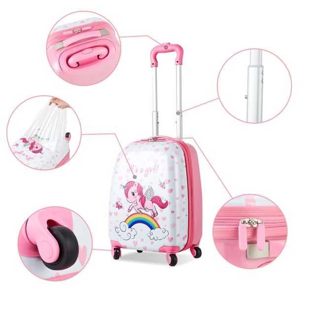 2 Pieces Kids Luggage Set with Handles and Spinner Wheels
