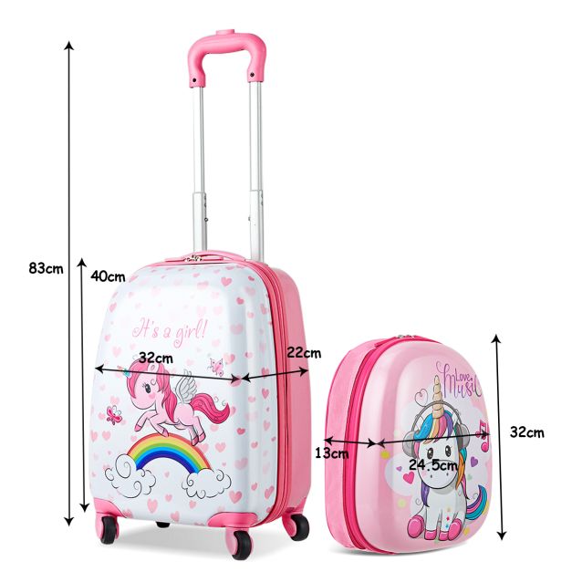 2 Pieces Kids Luggage Set with Handles and Spinner Wheels