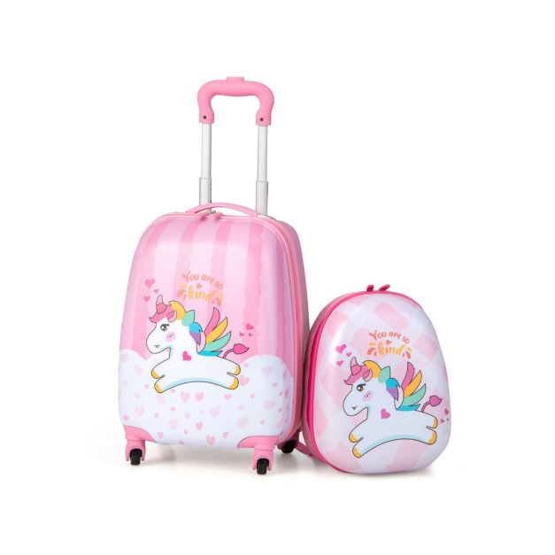 2 Pieces Kids Luggage Set with Handles and Spinner Wheels