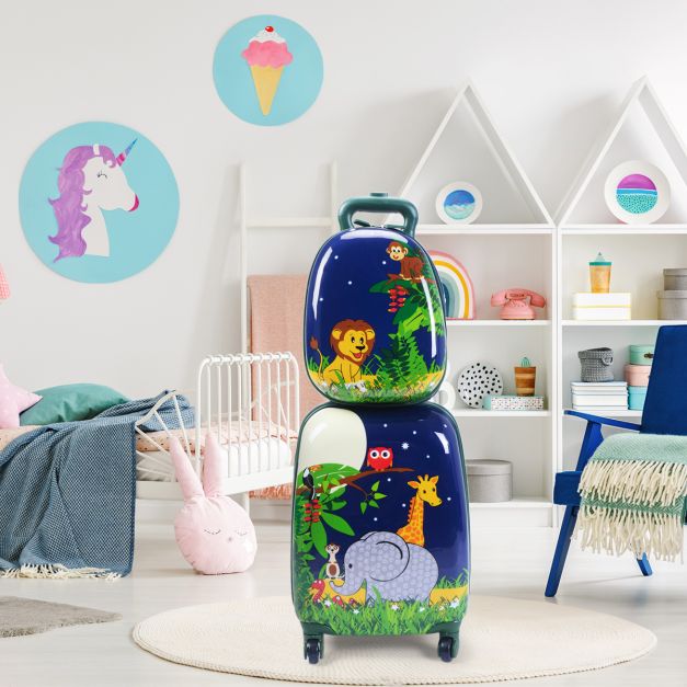 2 Pieces Kids Luggage Set with Handles and Spinner Wheels