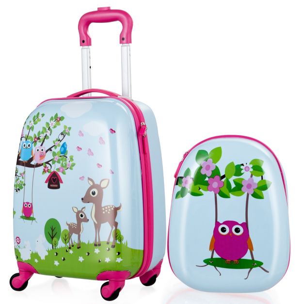 2 Pieces Kids Luggage Set with Handles and Spinner Wheels