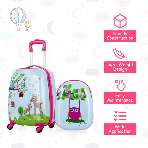 2 Pieces Kids Luggage Set with Handles and Spinner Wheels