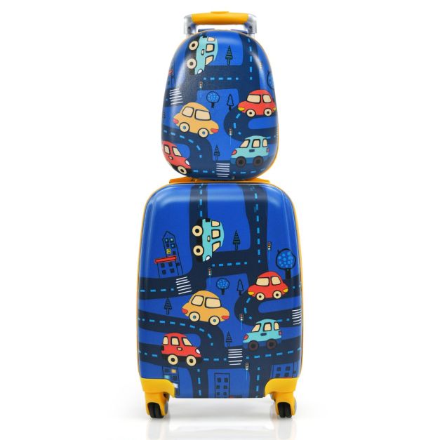 2 Pieces Kids Luggage Set with Handles and Spinner Wheels