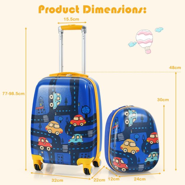 2 Pieces Kids Luggage Set with Handles and Spinner Wheels