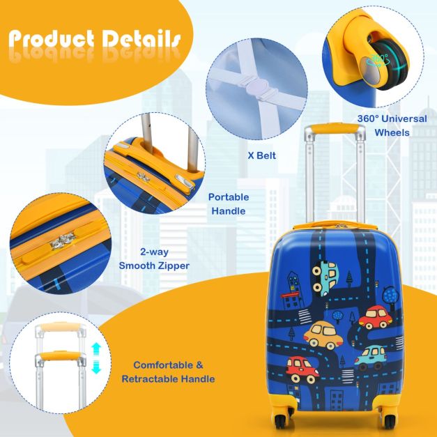 2 Pieces Kids Luggage Set with Handles and Spinner Wheels