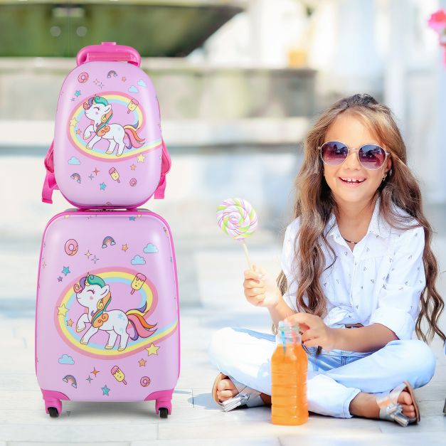2 Pieces Kids Luggage Set with Handles and Spinner Wheels