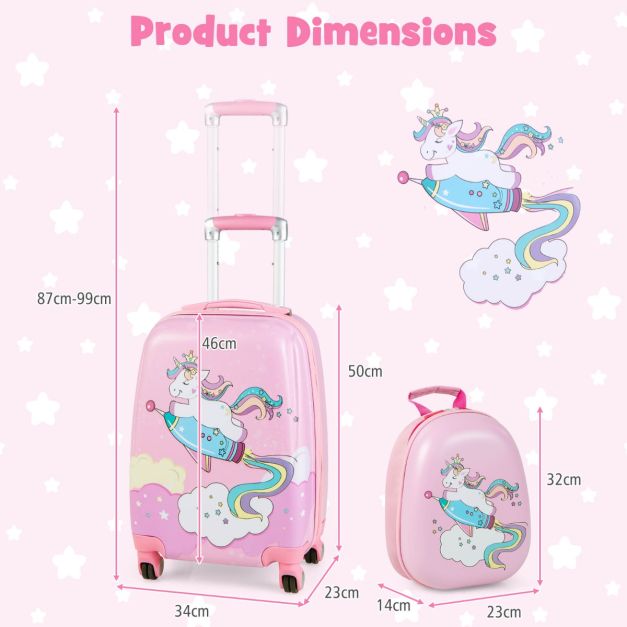 2 Pieces Kids Luggage Set with Handles and Spinner Wheels