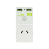 Korjo 2 port USB charger and adaptor Australia and NZ to Italy, Switzerland