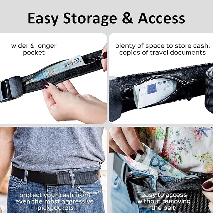 Travel Security Belt Belt With Money Pocket Anti Theft Travel