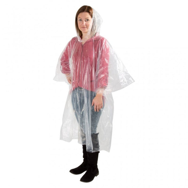 Clear Adult Hooded Disposable Emergency Raincoat Poncho