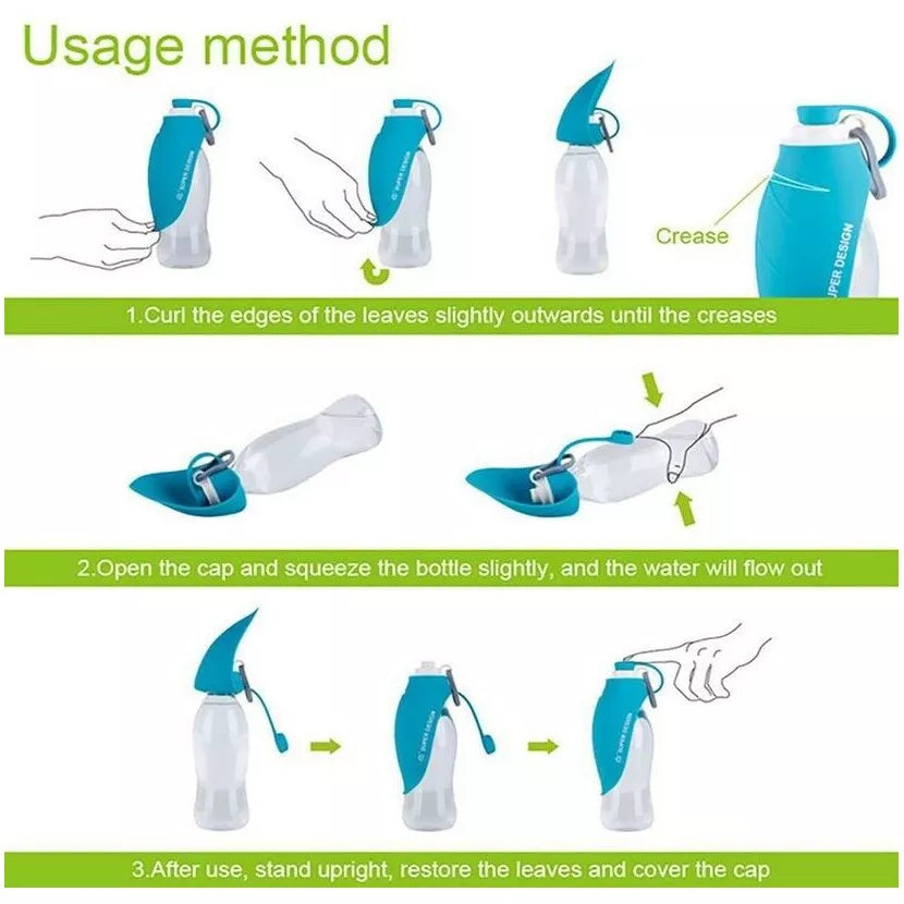 420ML Curved Travel Portable Dog Dispenser with Built-In Scoop & Strap