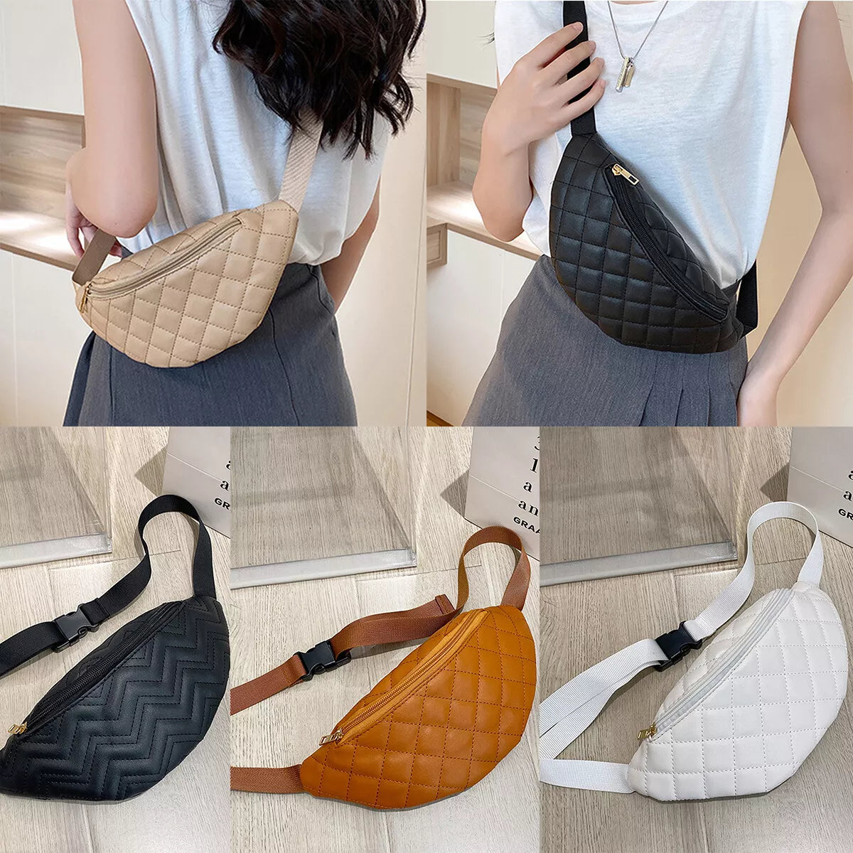 Womens Zips Fanny Pack Travel Money Belt