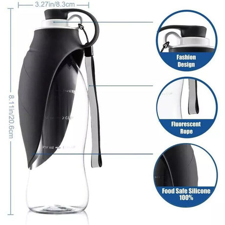 420ML Curved Travel Portable Dog Dispenser with Built-In Scoop & Strap