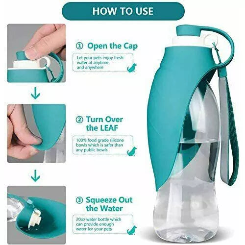 420ML Curved Travel Portable Dog Dispenser with Built-In Scoop & Strap