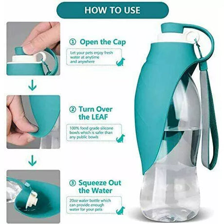 420ML Curved Travel Portable Dog Dispenser with Built-In Scoop & Strap