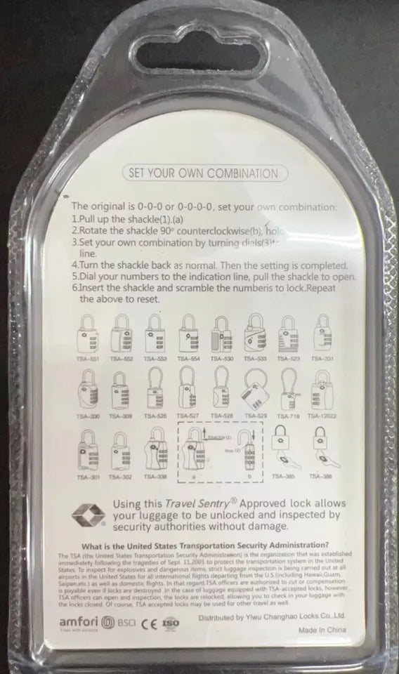 TSA Approved Waterproof Travel Security Lock