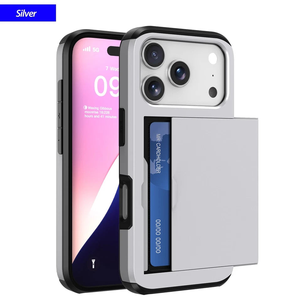 Iphone 17 16 16e 15 14 13 12 Pro Max Plus Case Wallet Card Holder Shockproof