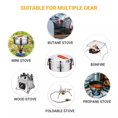 25PCS Stainless Steel Camping Cookware Mess Kit