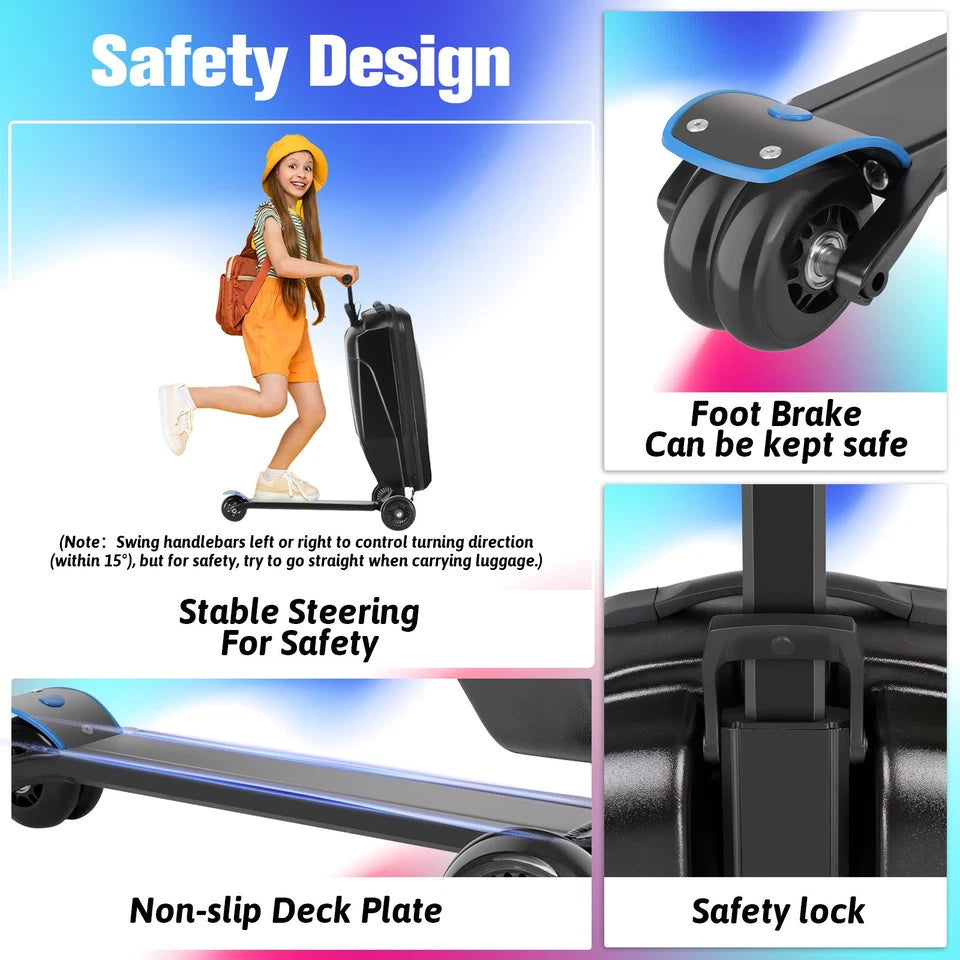 2-in-1 Kids Foldable Scooter Suitcase Ride On Luggage with Wheels