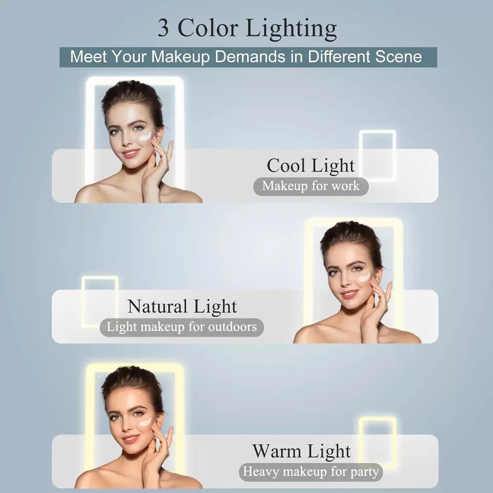 Rechargeable Travel Makeup Mirror with 72 LED Lights & 3 Light Modes
