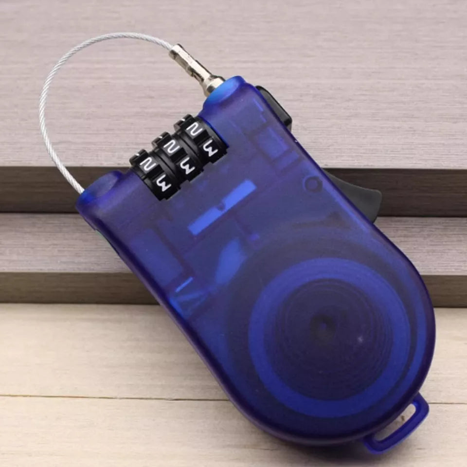 3 Digit Cable Lock Retractable Steel Cable Lock