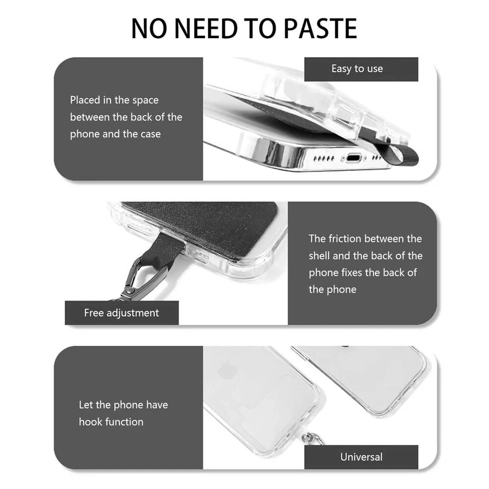 Universal Mobile Phone Lanyard Adjustable Crossbody Hanging Neck Strap W/Patch