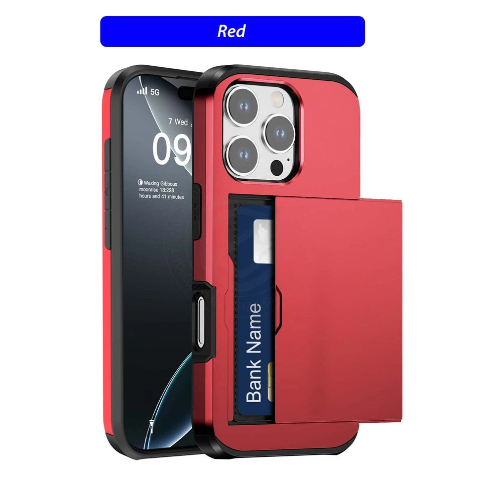 Iphone 17 16 16e 15 14 13 12 Pro Max Plus Case Wallet Card Holder Shockproof