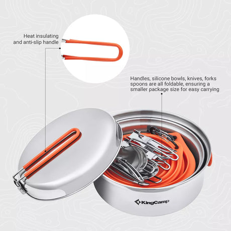 25PCS Stainless Steel Camping Cookware Mess Kit