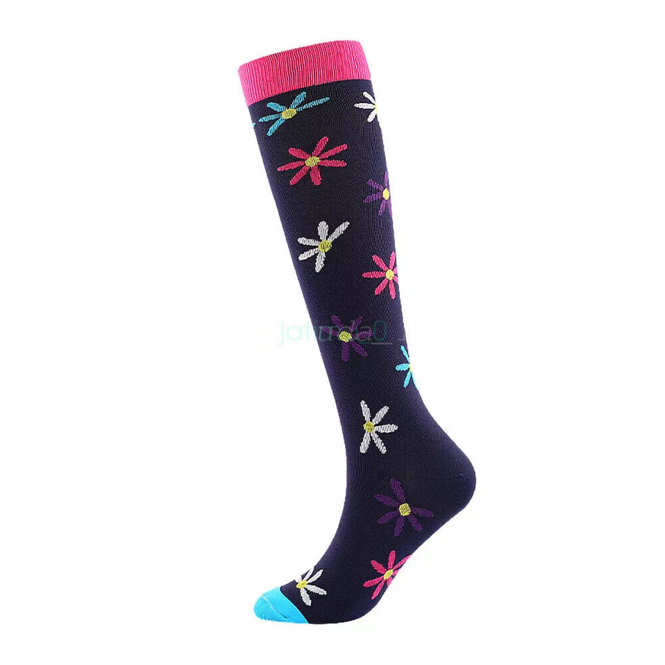 Black Daisy Unisex Compression Medical Socks