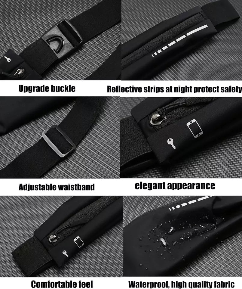 Slim Waterproof Running Belt with Reflective Waist Strap