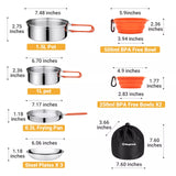 25PCS Stainless Steel Camping Cookware Mess Kit