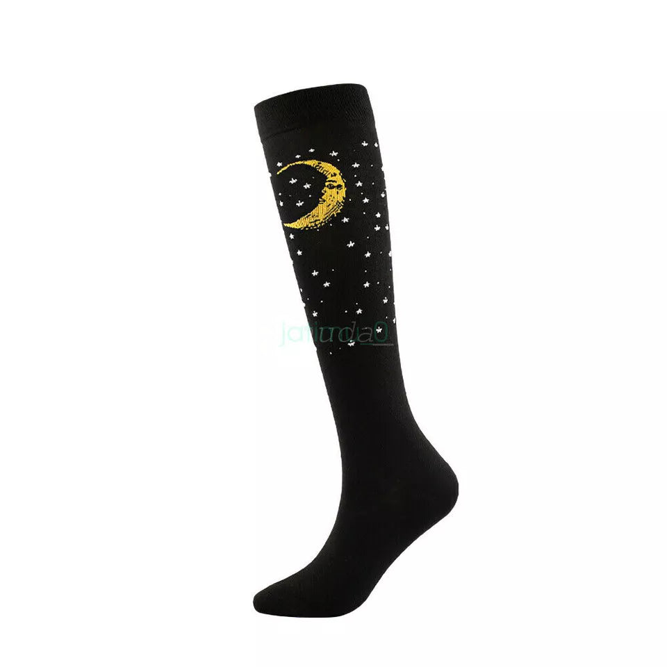 Black Moon Star Unisex Compression Medical Socks