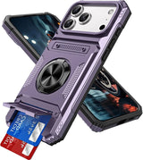 For iPhone 17 16 E 15 14 13 11 Pro Max 8 Case Shockproof Card Wallet Ring Cover