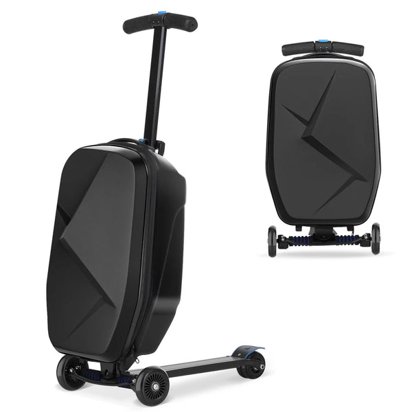 2-in-1 Kids Foldable Scooter Suitcase Ride On Luggage with Wheels